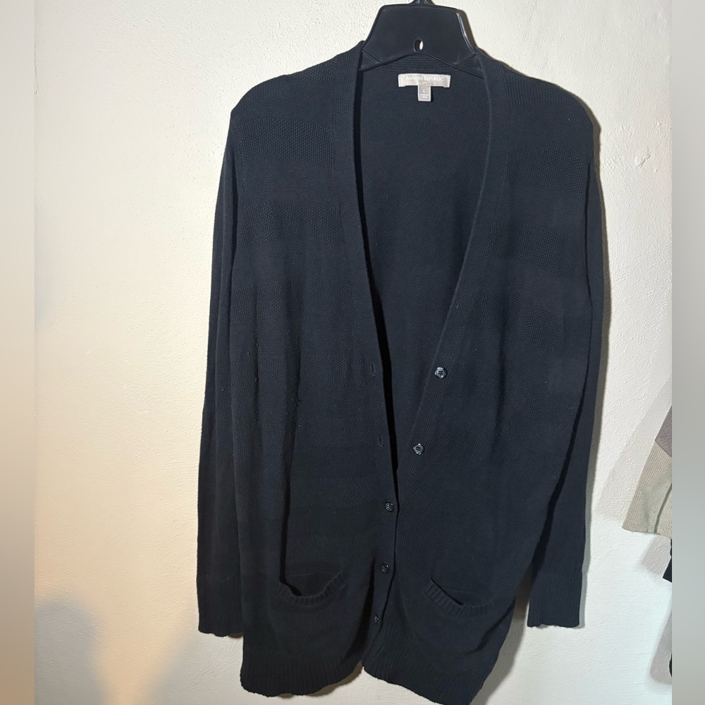 Banana Republic  V Neck Cardigan Sweater Solid Black with Front Pockets